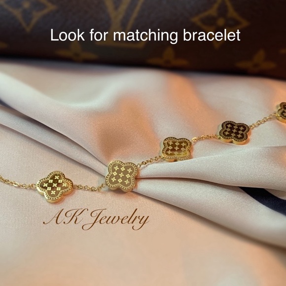 💎Clover Necklace 18k Clover, Flower, Design Matching Bracelet - Picture 5 of 7